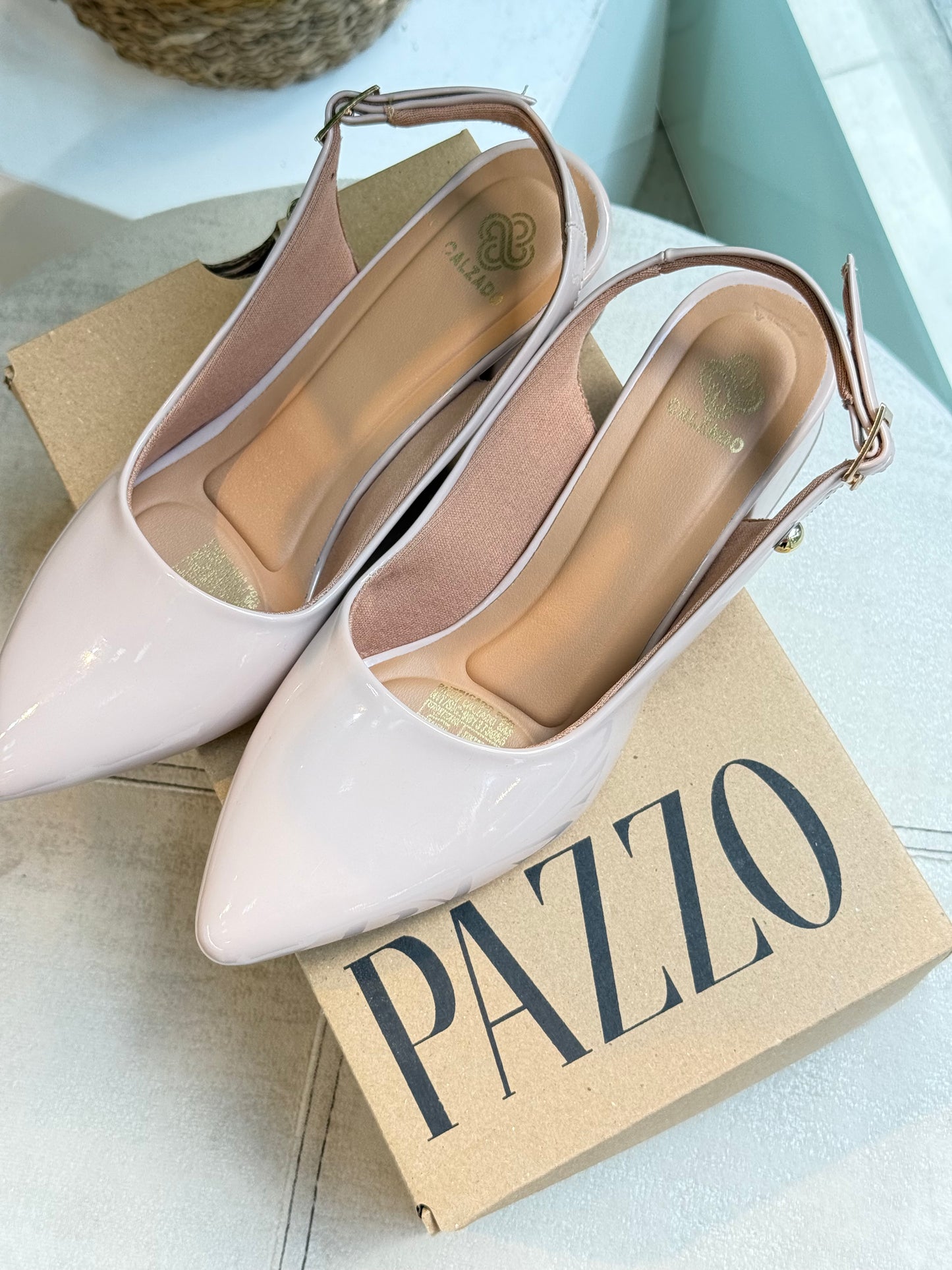 Slingback Nude Charol Elegante – Tacón Cómodo 3.5 cm