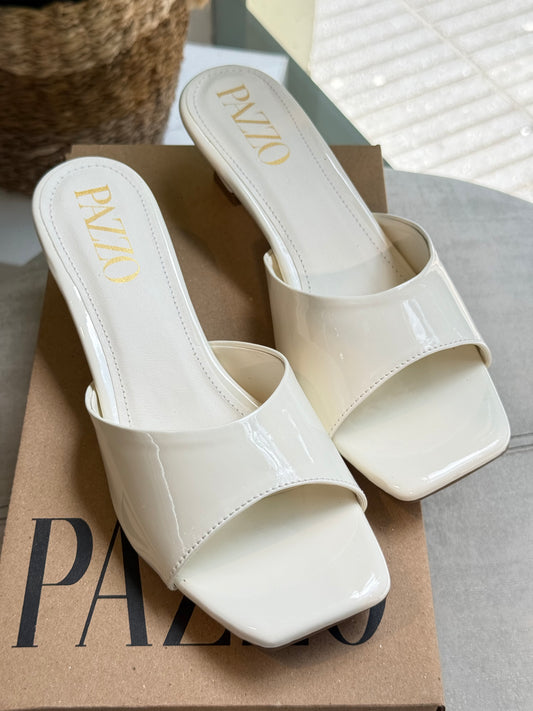 Sandalia Mule Talco Charol PAZZO 3.5 cm – Elegancia y Comodidad Todo el Día