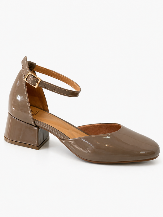 Slingback Taupe Charol – Tacón Bajo Elegante y Súper Cómodo